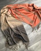 Brown / Orange stripy pattern blanket scarf
