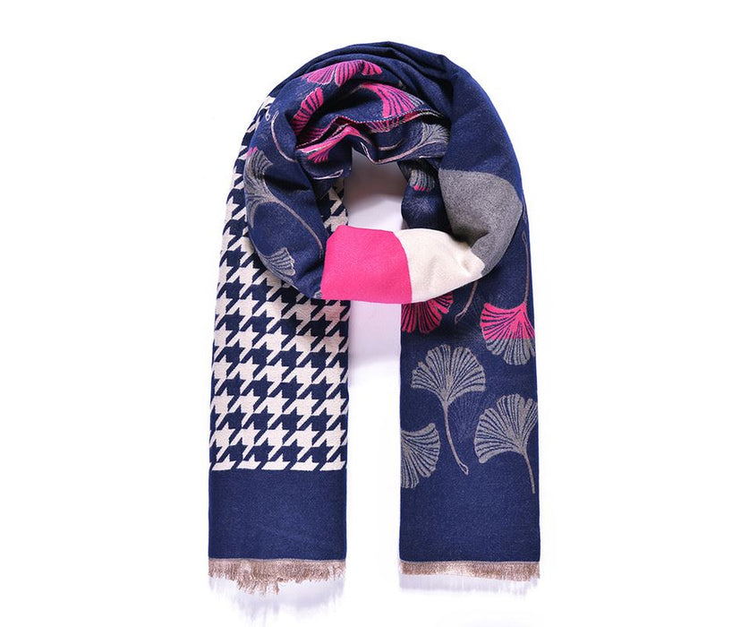 Fuchsia/Grey Plaid/Fan Scarf