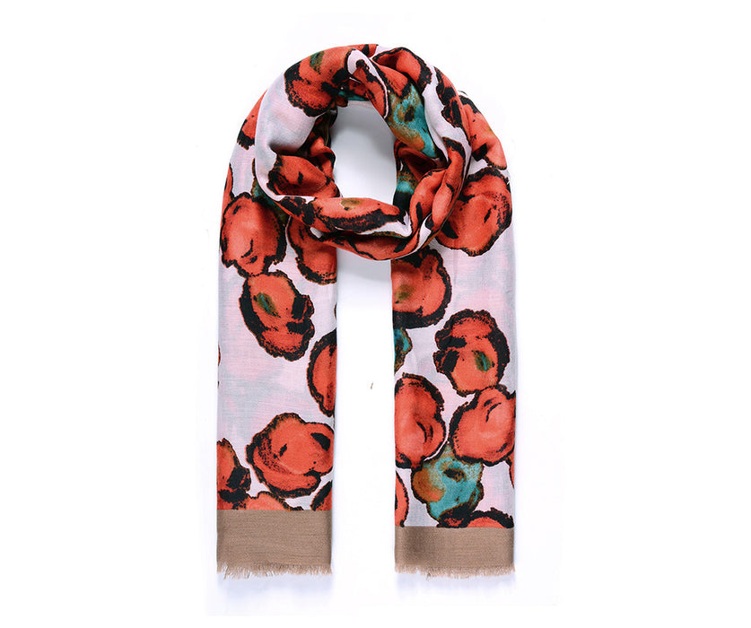 Red Poppy blossom scarf