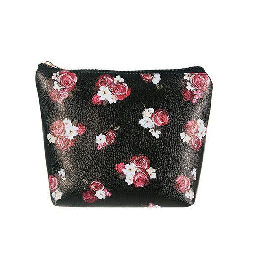 Dark Floral Large Makeup Bag