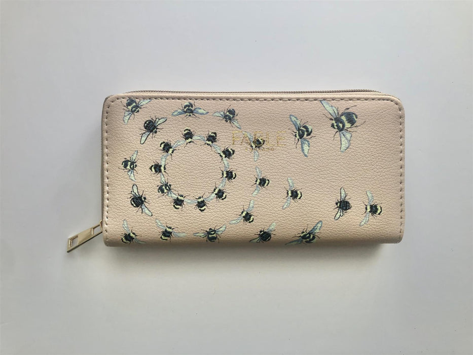 Beige Vintage Bee Print Long Purse