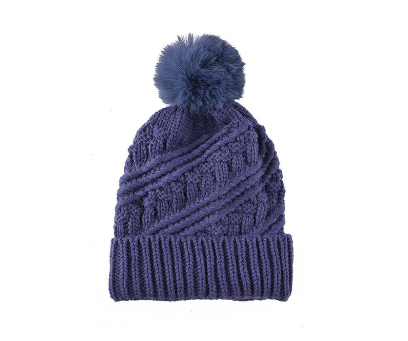 Navy knitted Pom hat