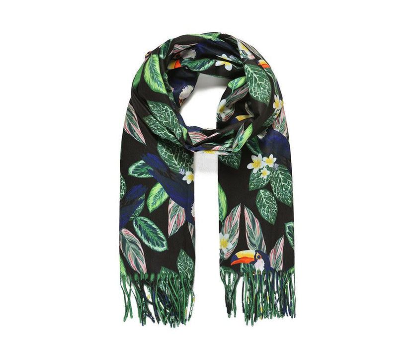Green Pecan Print Double-side Scarf