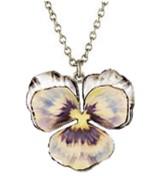 FABLE Enamelled Long Pansy Necklace - Green Gift Box