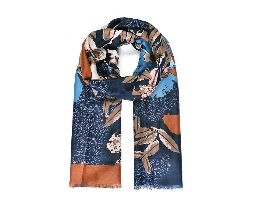 Blue Abstract Floral Print scarf