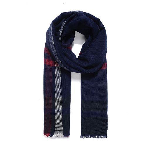 Navy check acrylic scarf