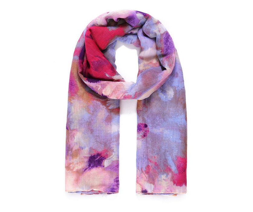 Purple/Blue Multicoloured Watercolour Scarf
