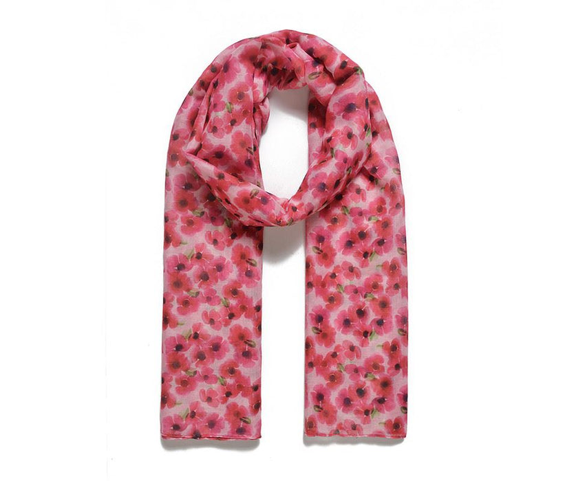 Pink Watercolour Poppy Scarf