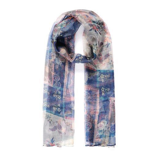 Blue vintage floral digital print scarf