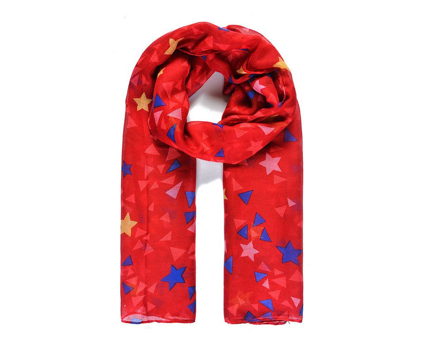Red Stars Print Scarf