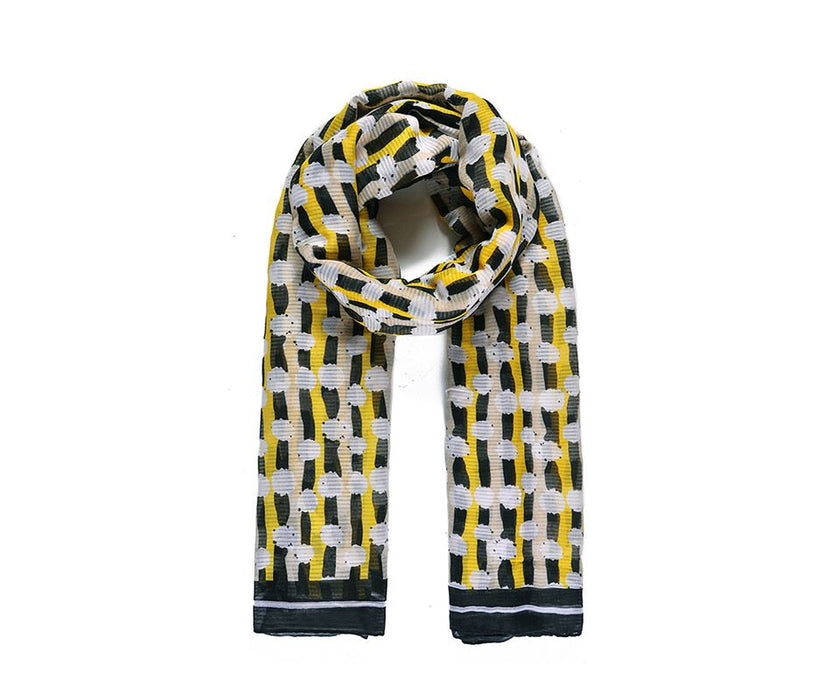 Black/Yellow Dots & lines Paint Scarf