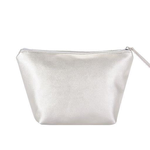 Metallic Silver Bird Embroidered Large Makeup BAg