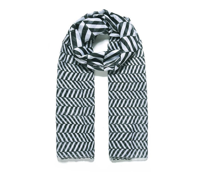 Black Chevron Print Scarf
