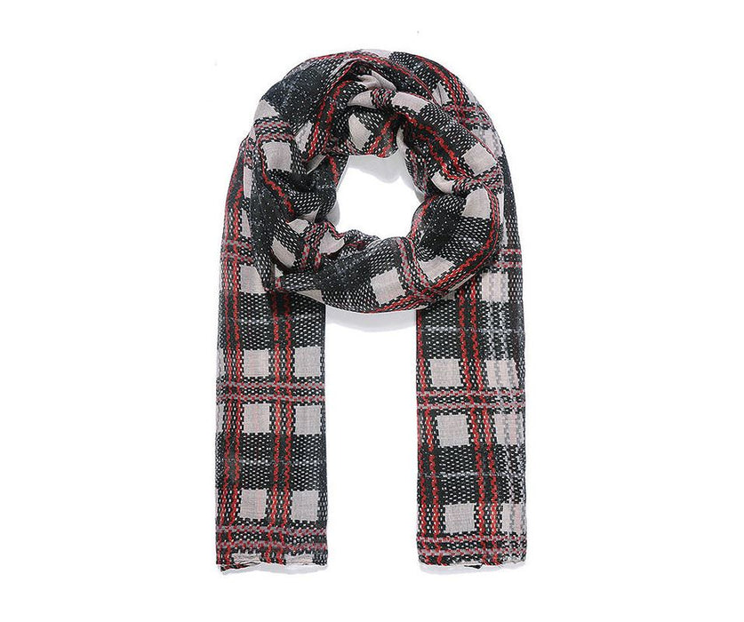 Black Check Print Scarf