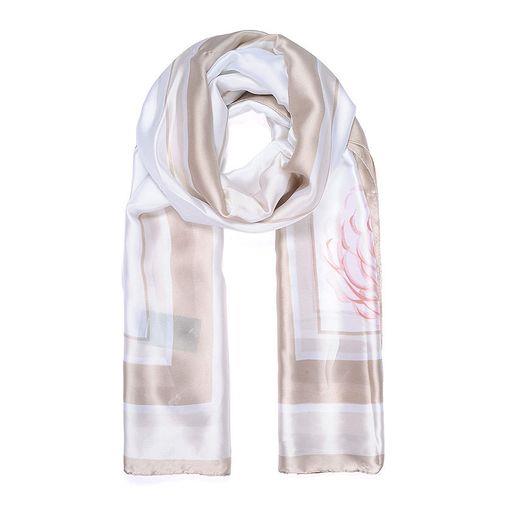 Beige rose silk like print scarf