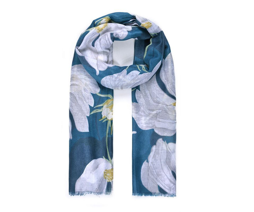 Teal Floral Scarf