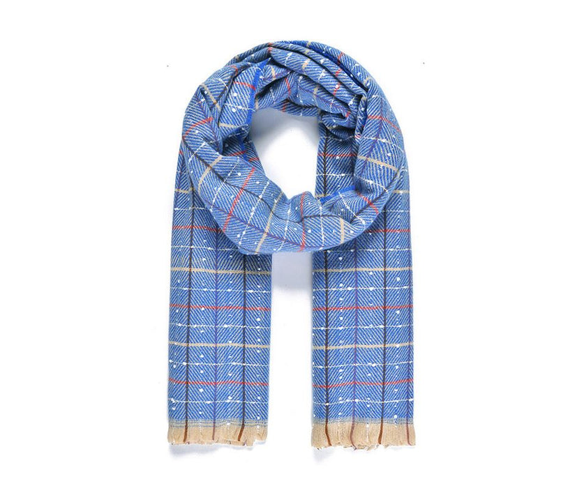 Blue Grid Blanket Scarf