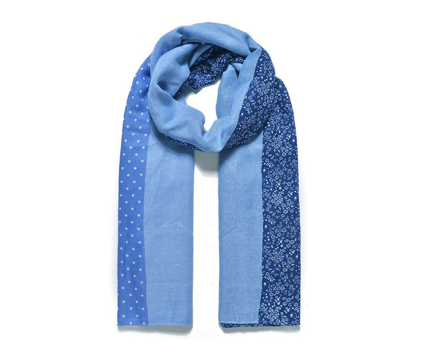 Blue Cottage Core Ditsy Print Scarf