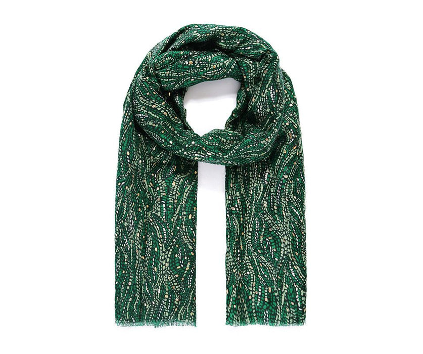 Green A hint of metallic leaf Scarf