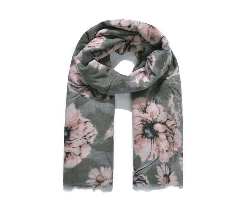 Grey Floral Scarf