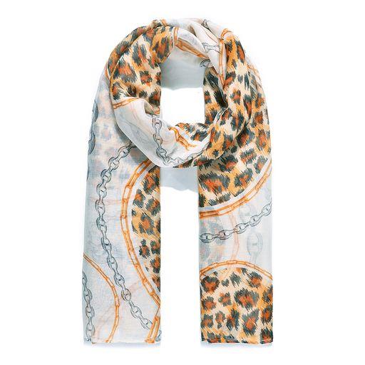 Yellow Leopard & Chain Print Scarf