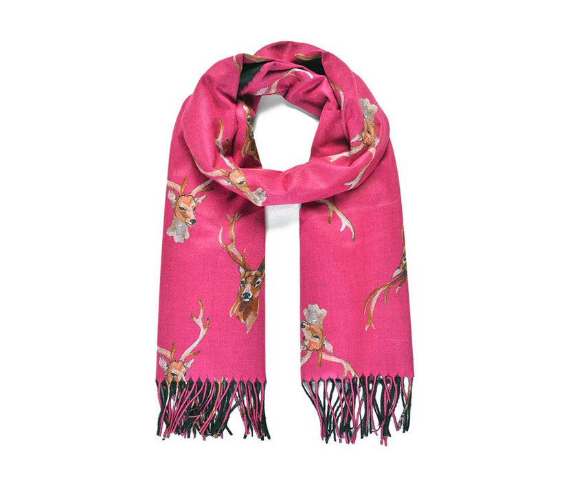 Plum/Black Deer Print Double-side Scarf