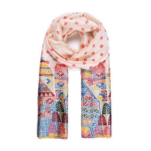 Multicolour City Print Silk Like Scarf