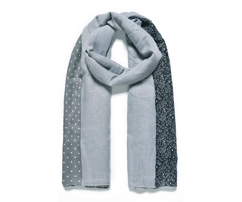 Grey Cottage Core Ditsy Print Scarf