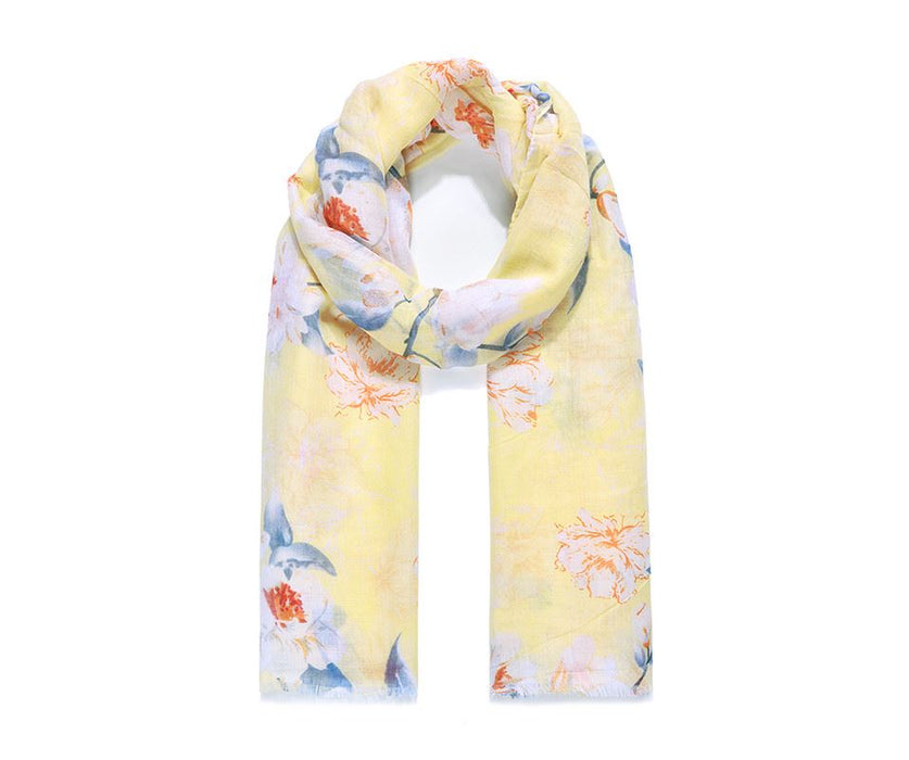 Yellow Delicate Floral Print Scarf