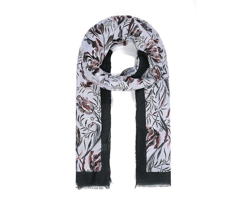 Black floral print scarf