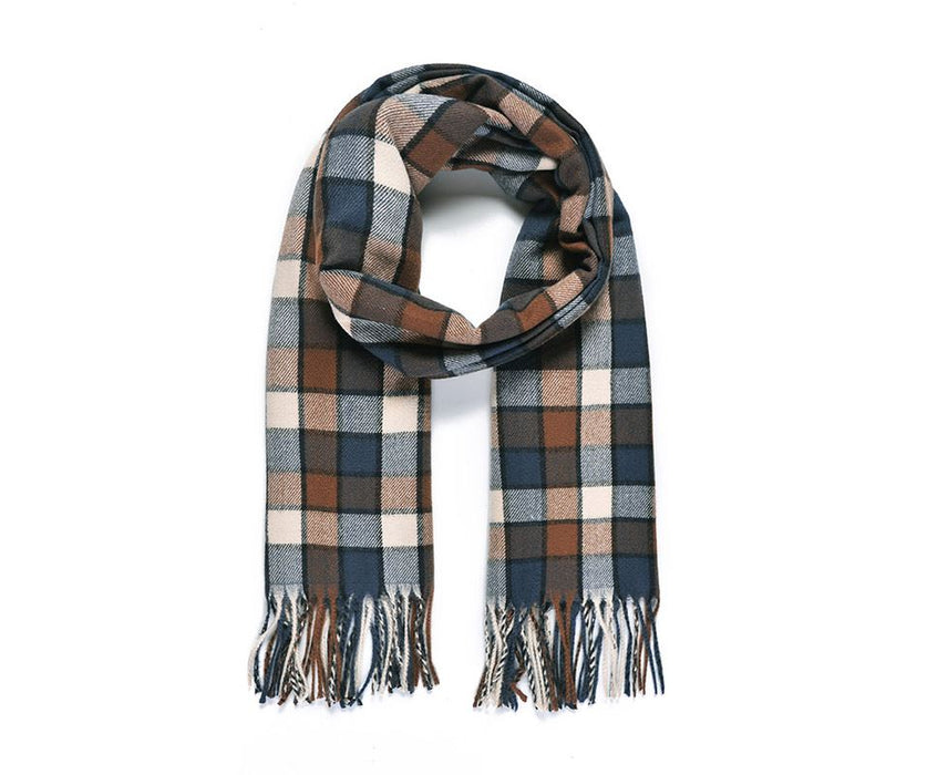 Navy/Burgundy Check Blanket Scarf