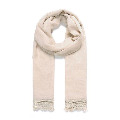 Beige lace trim scarf