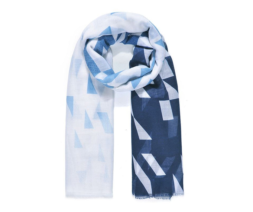 Blue Contrast Geo Print Scarf