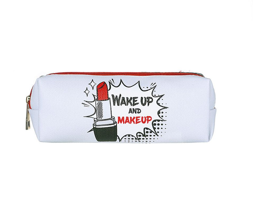 Wake Up Make Up Slogan Pencil Case Makeup Bag