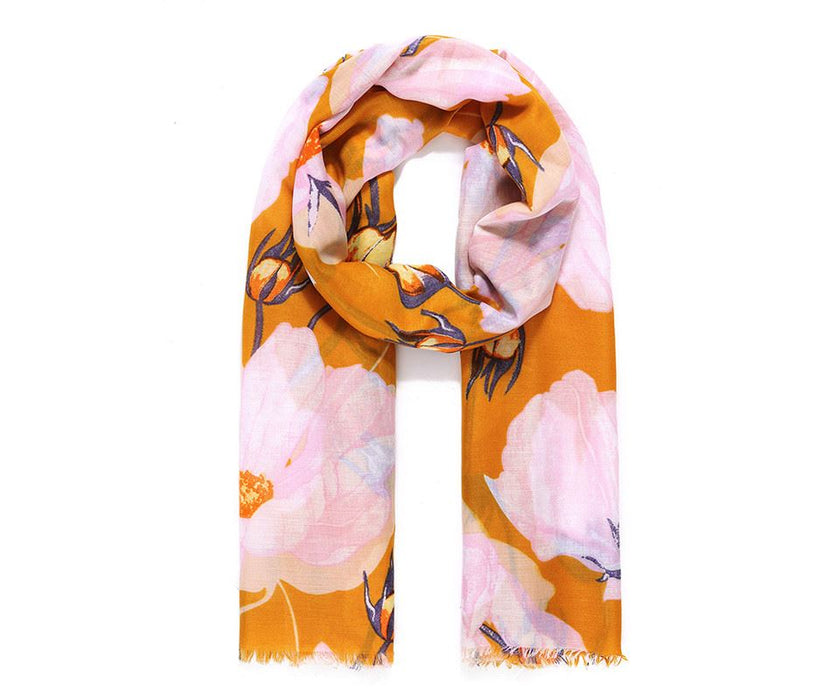 Ochre Floral Scarf