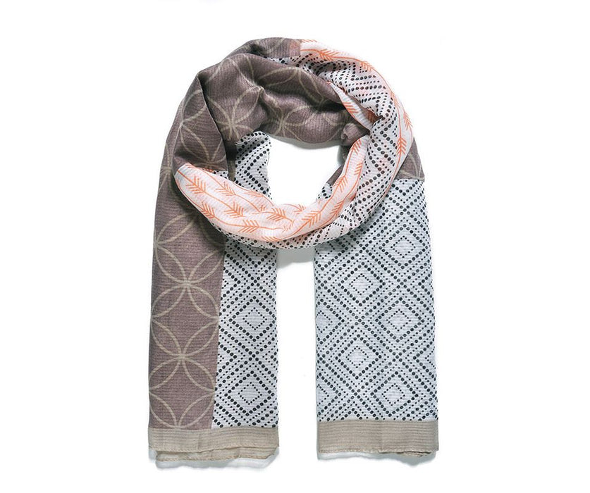 Grey Geometric Print Scarf