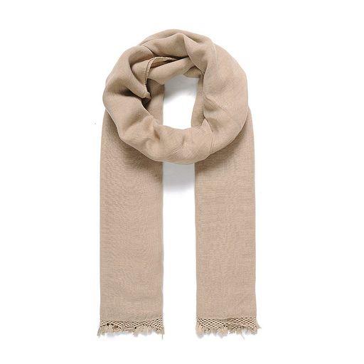 Beige lace trim scarf