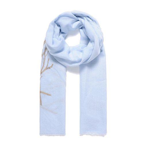Blue branches embroidered scarf