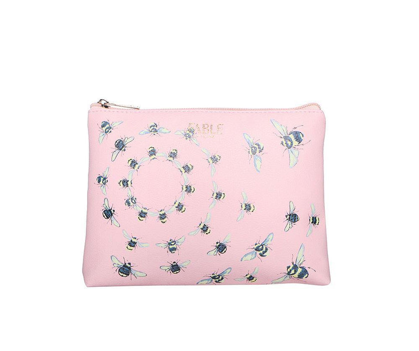 Pink Flat Vintage Bee Makeup Bag