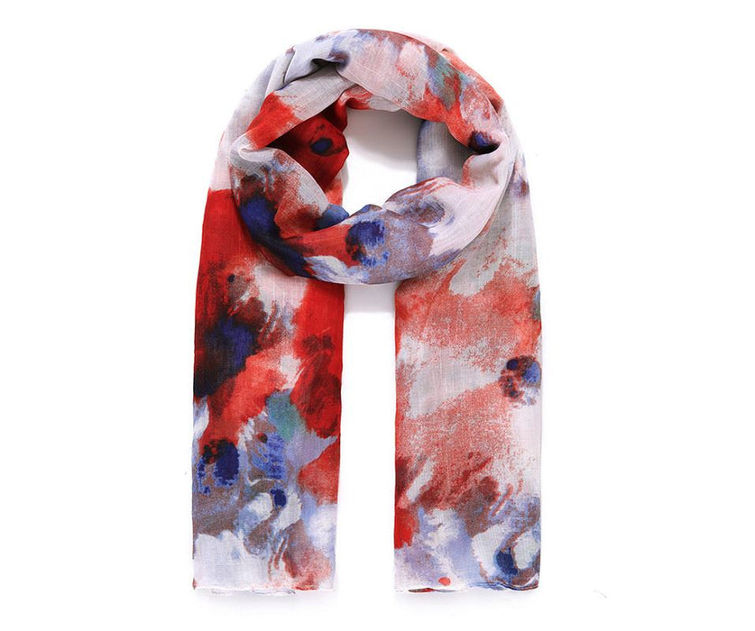 Orange/Grey Multicoloured Watercolour Scarf