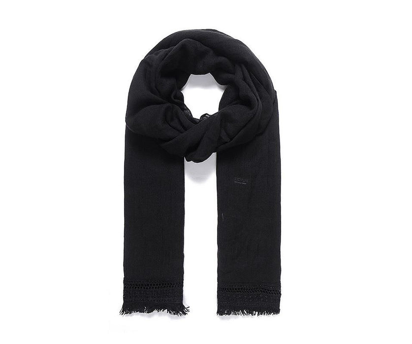 Black lace trim scarf