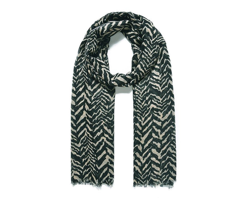 Black & Tan Zebra chevron Print Scarf