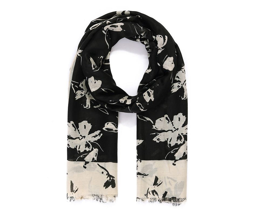 Monochrome Contrast Leaf impression Scarf