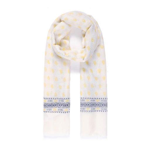 Yellow Paisley Border Print Scarf