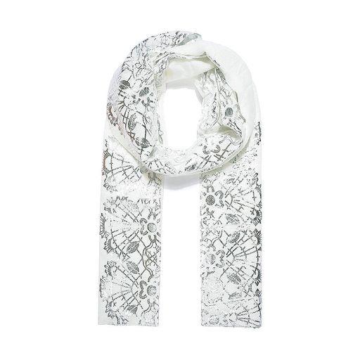 White metallic print scarf