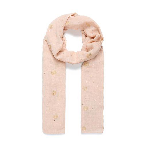 Pink embroidered and embellished scarf