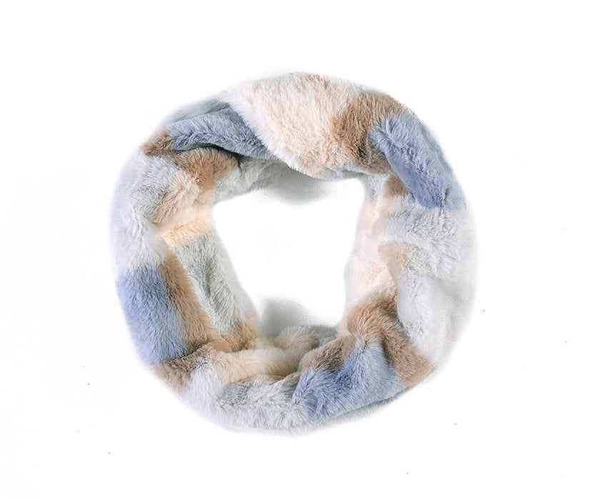 Blue Check Faux Fur Snood