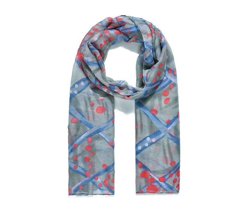 Grey Painted Net Print Scarf