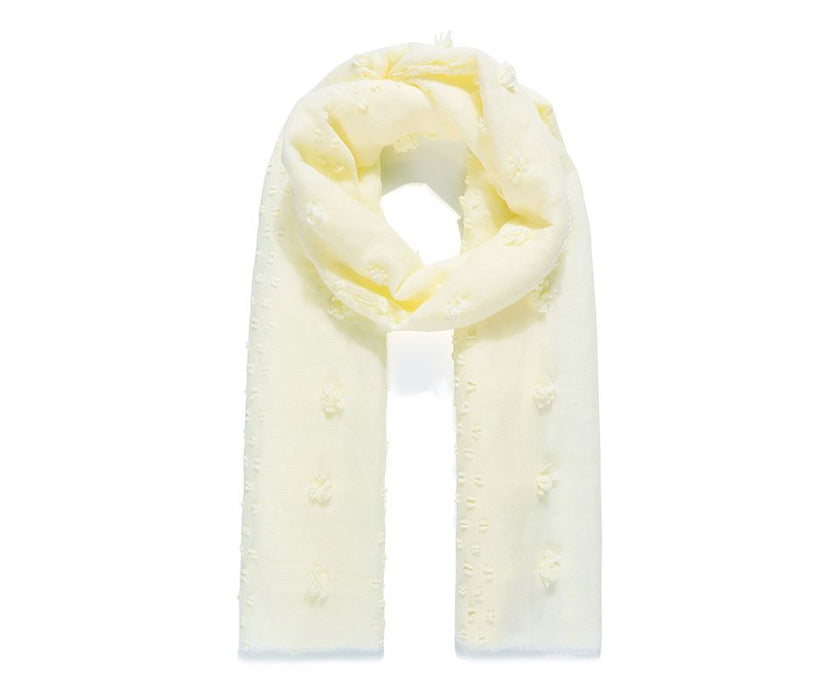Ivory Pompom Plain Scarf