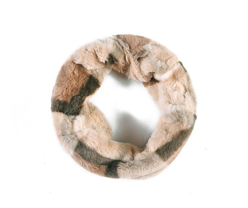Camel Check Faux Fur Snood